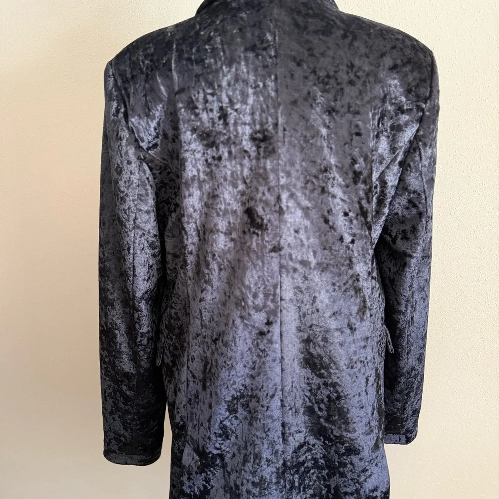 Topshop Black Crushed Velvet Blazer US 10 Double Breasted - Picture 4 of 13